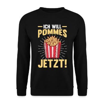 Ich will Pommes - Unisex Pullover - Schwarz - Vorne - Alina (178cm) & Michal (187cm)