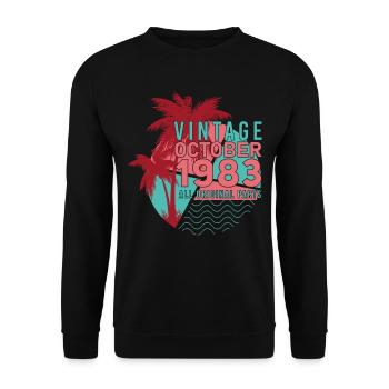 Né En Octobre 1983 Palme Rétro - Sweat-shirt Unisexe - noir - Devant - Alina (178cm) & Michal (187cm)