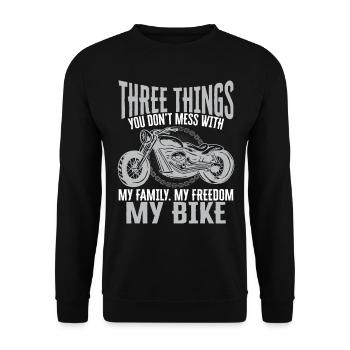 Classic Motorcycle Biker My Family - Unisex Sweatshirt - black - Front - Alina (178cm) & Michal (187cm)