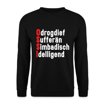 DDR Ostdeutschland witziger lustiger Ossi - Unisex Pullover - Schwarz - Vorne - Alina (178cm) & Michal (187cm)