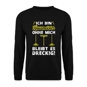 Handwerker Handwerk Beruf Hauswart Hausmeister - Unisex Pullover - Schwarz - Vorne - Alina (178cm) & Michal (187cm)