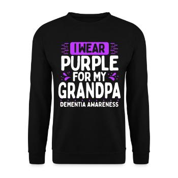 Dementia Awareness Purple Ribbon Grandfather - Unisex Sweatshirt - black - Front - Alina (178cm) & Michal (187cm)