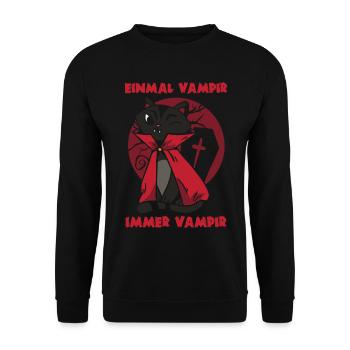 Vampir Katze Kätzchen Halloween - Unisex Pullover - Schwarz - Vorne - Alina (178cm) & Michal (187cm)