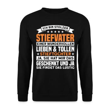 Stiefpapa Stieftochter Stiefvater Geschenk - Unisex Pullover - Schwarz - Vorne - Alina (178cm) & Michal (187cm)