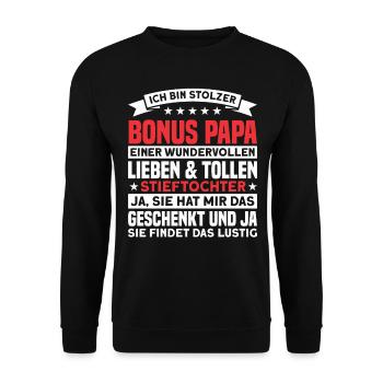 Stiefpapa Stieftochter Stiefvater Geschenk - Unisex Pullover - Schwarz - Vorne - Alina (178cm) & Michal (187cm)