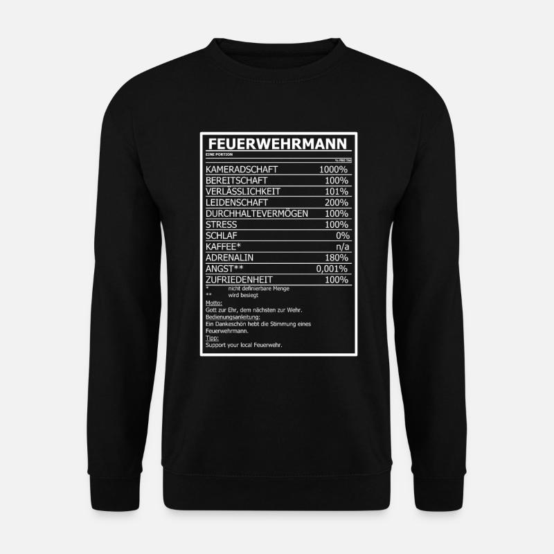 freiwillige Feuerwehr Rezept Zutaten Feuerwehrmann - Unisex Pullover - Schwarz