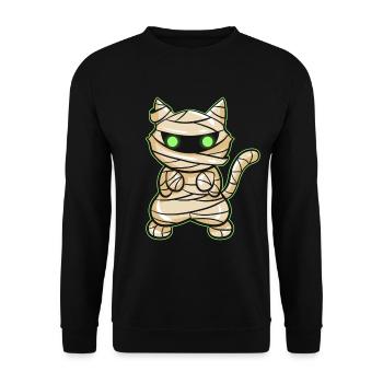 Chat à momie effrayant Avec les yeux Verts - Sweat-shirt Unisexe - noir - Devant - Alina (178cm) & Michal (187cm)