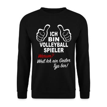Beachvolleyball - Ich Bin Volleyball Spieler - Unisex Pullover - Schwarz - Vorne - Alina (178cm) & Michal (187cm)