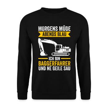 Baggerfahrer Tiefbau Bagger - Unisex Pullover - Schwarz - Vorne - Alina (178cm) & Michal (187cm)