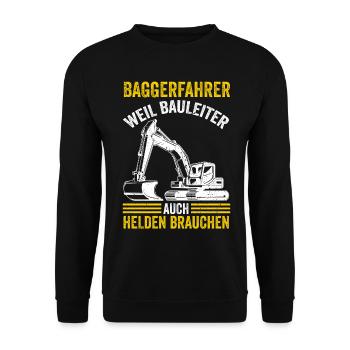 Baggerfahrer Bauleiter Bagger - Unisex Pullover - Schwarz - Vorne - Alina (178cm) & Michal (187cm)
