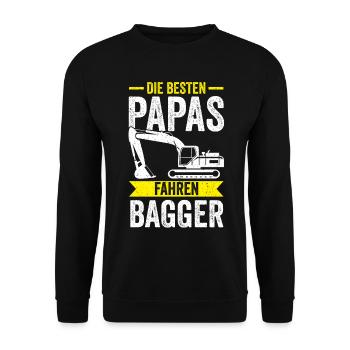 Baggerfahrer Papa Vater Vatertag Baggern Bagger - Unisex Pullover - Schwarz - Vorne - Alina (178cm) & Michal (187cm)