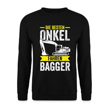 Baggerfahrer Onkel Baggern Bagger - Unisex Pullover - Schwarz - Vorne - Alina (178cm) & Michal (187cm)