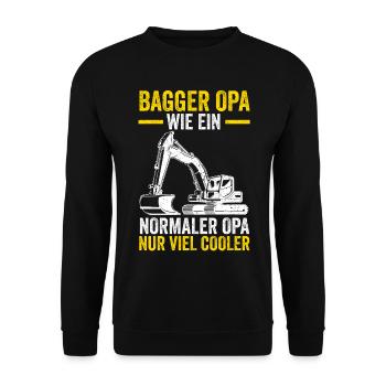 Bagger Opa Großvater Baggern Baggerfahrer - Unisex Pullover - Schwarz - Vorne - Alina (178cm) & Michal (187cm)