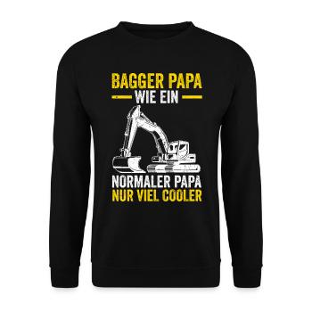 Bagger Papa Vater Vatertag Baggern Baggerfahrer - Unisex Pullover - Schwarz - Vorne - Alina (178cm) & Michal (187cm)