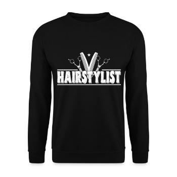 Hairstylist Friseur Friseurin Stylist - Unisex Pullover - Schwarz - Vorne - Alina (178cm) & Michal (187cm)