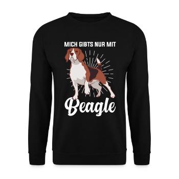 Mich gibt es nur mit Beagle - Unisex Pullover - Schwarz - Vorne - Alina (178cm) & Michal (187cm)