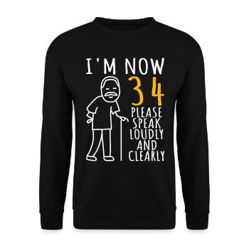 34. Geburtstag 34er 34ter Ich bin jetzt 34 Jahre - Unisex Pullover - Schwarz - Vorne - Alina (178cm) & Michal (187cm)