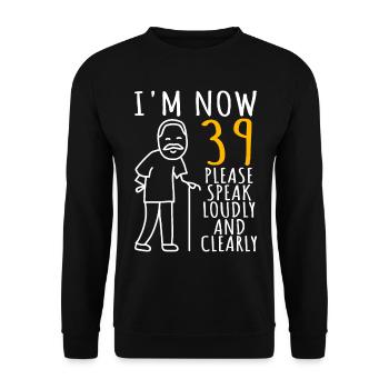 39 ans 39 39ter J’ai maintenant 39 ans - Sweat-shirt Unisexe - noir - Devant - Alina (178cm) & Michal (187cm)