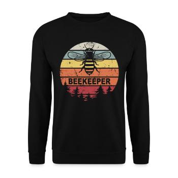 Retro Beekeeper Vintage Honigbienen Imker Imkerei - Unisex Pullover - Schwarz - Vorne - Alina (178cm) & Michal (187cm)