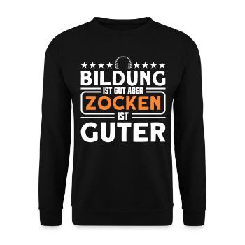 Zocker Gamer Zocken Geschenk - Unisex Pullover - Schwarz - Vorne - Alina (178cm) & Michal (187cm)