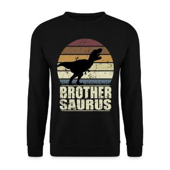 BrotherSaurus Rex dinosaure Dino Brother Saurus - Sweat-shirt Unisexe - noir - Devant - Alina (178cm) & Michal (187cm)