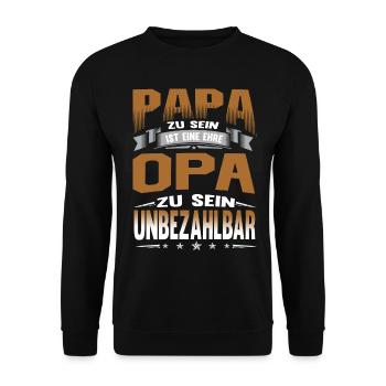 Papa zu sein ist eine Ehre Opa zu sein unbezahlbar - Unisex Pullover - Schwarz - Vorne - Alina (178cm) & Michal (187cm)