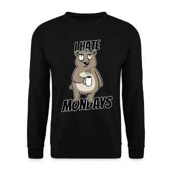 I hate Montage Bear Coffee Drink Brown Bear Fun - Unisex Sweatshirt - black - Front - Alina (178cm) & Michal (187cm)