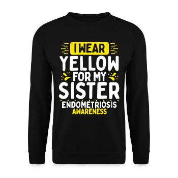 Endometriosis Awareness Yellow Ribbon Twin Sister - Unisex Sweatshirt - black - Front - Alina (178cm) & Michal (187cm)