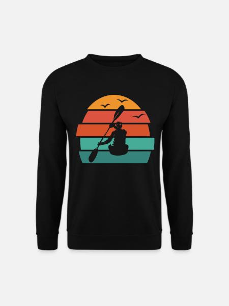 Retro Wildwasser Kajak Kajakfahrer Kanu Kayaking - Unisex Pullover - Schwarz