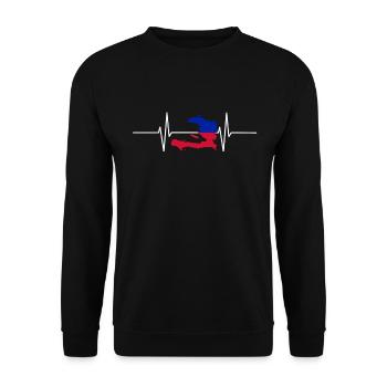 Haiti Heartbeat Flag Vintage Haiti - Unisex Sweatshirt - black - Front - Alina (178cm) & Michal (187cm)