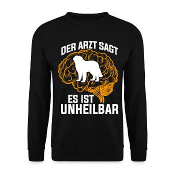 DerArzt sagt es ist unheilbar Hund - Unisex Pullover - Schwarz - Vorne - Alina (178cm) & Michal (187cm)