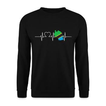 Tansania Herzschlag Flagge Vintage Tansania - Unisex Pullover - Schwarz - Vorne - Alina (178cm) & Michal (187cm)