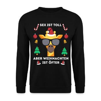 Sex ist schön aber Weihnachten ist öfter - Unisex Pullover - Schwarz - Vorne - Alina (178cm) & Michal (187cm)