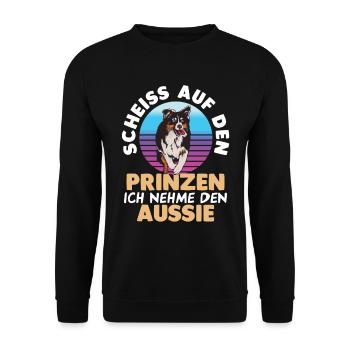 Prinzessin Hundebesitzer Aussie Australian Shepher - Unisex Pullover - Schwarz - Vorne - Alina (178cm) & Michal (187cm)