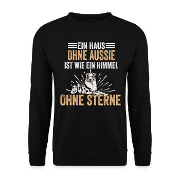 Hundeliebhaber Hund Aussie Australian Shepherd - Unisex Pullover - Schwarz - Vorne - Alina (178cm) & Michal (187cm)
