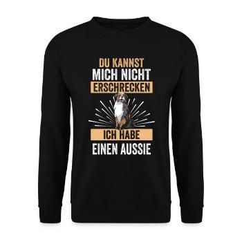 Australian Shepherd Hund Aussie - Unisex Pullover - Schwarz - Vorne - Alina (178cm) & Michal (187cm)
