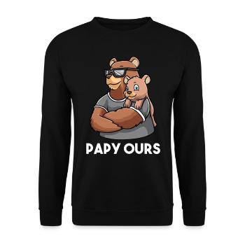 Großvater Papou Papy Bear - Unisex Pullover - Schwarz - Vorne - Alina (178cm) & Michal (187cm)
