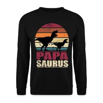 Papasaurus Rex Dinosaur Family Dino Father - Unisex Sweatshirt - black - Front - Alina (178cm) & Michal (187cm)