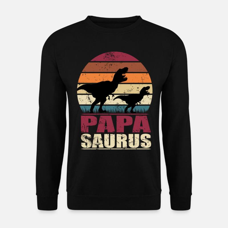 Papasaurus Rex Dinosaurier Familien Dino Vater - Unisex Pullover - Schwarz