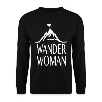 Berg Herz Wander Woman Wandern Outdoor Trekking - Unisex Pullover - Schwarz - Vorne - Alina (178cm) & Michal (187cm)