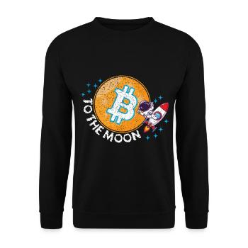 Bitcoin Krypto Blockchain Kryptowährung BTC - Unisex Pullover - Schwarz - Vorne - Alina (178cm) & Michal (187cm)
