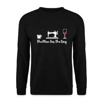 Coffee, sewing, wine – the daily schedule - Unisex Sweatshirt - black - Front - Alina (178cm) & Michal (187cm)