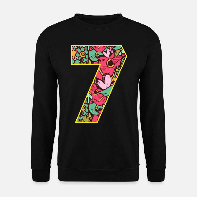 Zahl 7 Blüten - Unisex Pullover - Schwarz