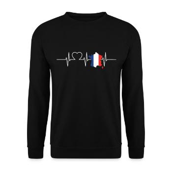 France Battements de coeur Drapeau Vintage France - Sweat-shirt Unisexe - noir - Devant - Alina (178cm) & Michal (187cm)
