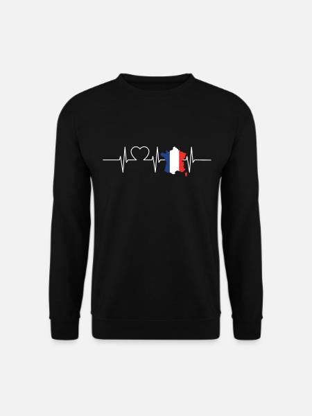 Frankreich Herzschlag Flagge Vintage Frankreich - Unisex Pullover - Schwarz