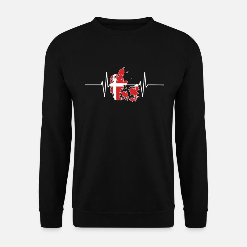 Dänemark Herzschlag Flagge Vintage Dänemark - Unisex Pullover - Schwarz