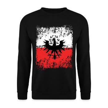 Tirol Wappen Rot Weiß Outfit - Unisex Pullover - Schwarz - Vorne - Alina (178cm) & Michal (187cm)