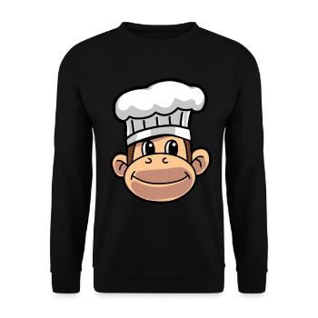 Cuisinier Cuisinier Singe Hobby Chef Art culinaire Cuisine - Sweat-shirt Unisexe - noir - Devant - Alina (178cm) & Michal (187cm)