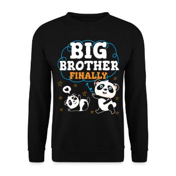Finally Big Brother Big Bro - Unisex Sweatshirt - black - Front - Alina (178cm) & Michal (187cm)