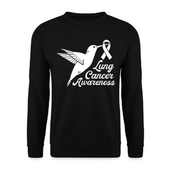 White Ribbon Lung Cancer Awareness White Ribbon - Unisex Sweatshirt - black - Front - Alina (178cm) & Michal (187cm)